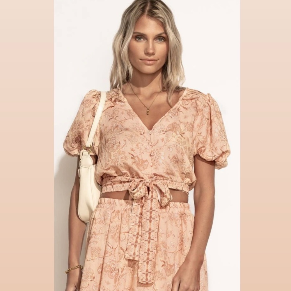 Bohme,Crop Top in Peach, Size S